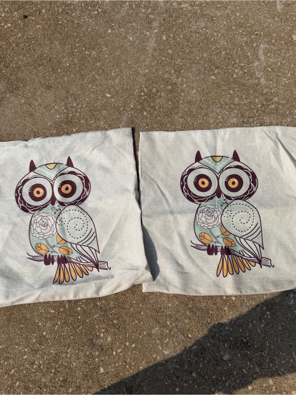 Decorative Owl Throw Pillow Covers in Light Blue and Purple - Unbranded
